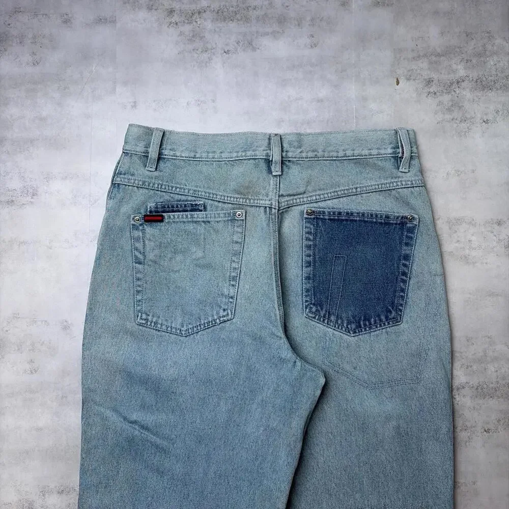 Y2K FUBU The Collection Denim Patchwork Baggy Denim Jeans - Picture 3 of 8